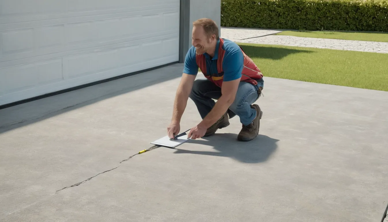 A provider checking a concrete garage slab in the Delray Beach area